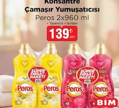 PEROS KONSANTRE ÇAMAŞIR YUMUŞATICISI 2X960 ML fiyat ve kampanya bilgisi